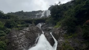 How to reach Dudhsagar Waterfall from Calangute by road
